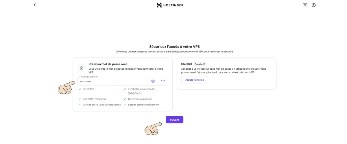 Mot de passe serveur VPS