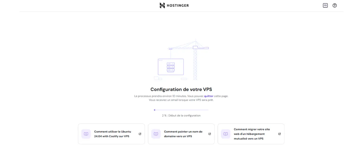 Photo Configuration VPS Hostinger